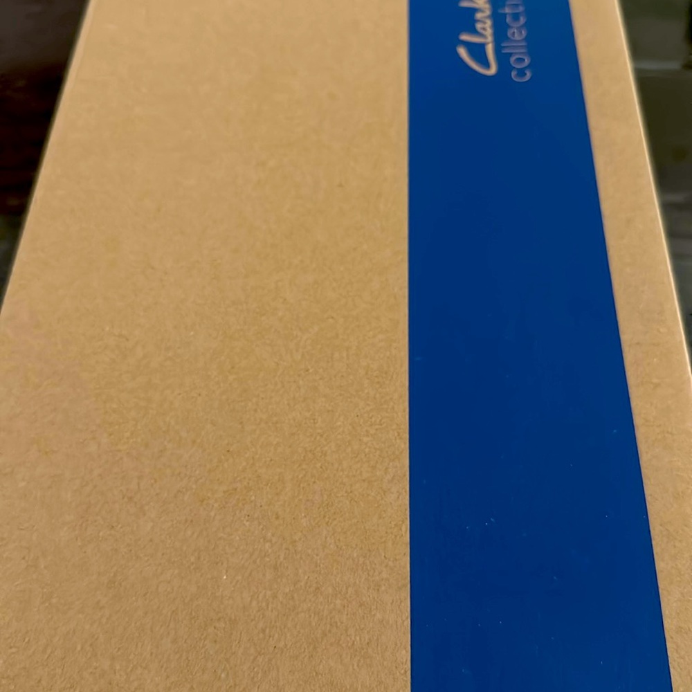 Nice sized sturdy shoe box by Clark’s London.  Offers welcome!